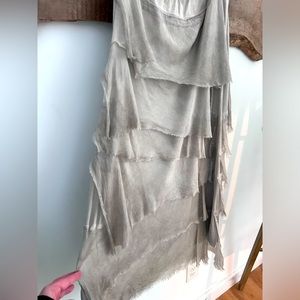 Tempo Paris silk ombré asymmetrical tiered maxi skirt
